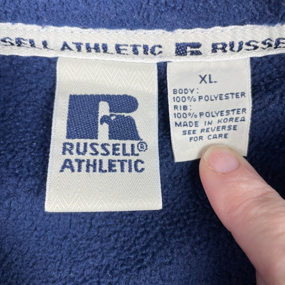 VTG Arizona Wildcats Fleece Pullover Mens XL Blue Russell Athletic 1/4 Zip 90s - Picture 6 of 7